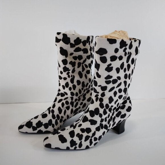 Proxy White and Black Fabric Stretch Animal Print Cowgirl Boots Size 7.5 - Picture 6 of 15